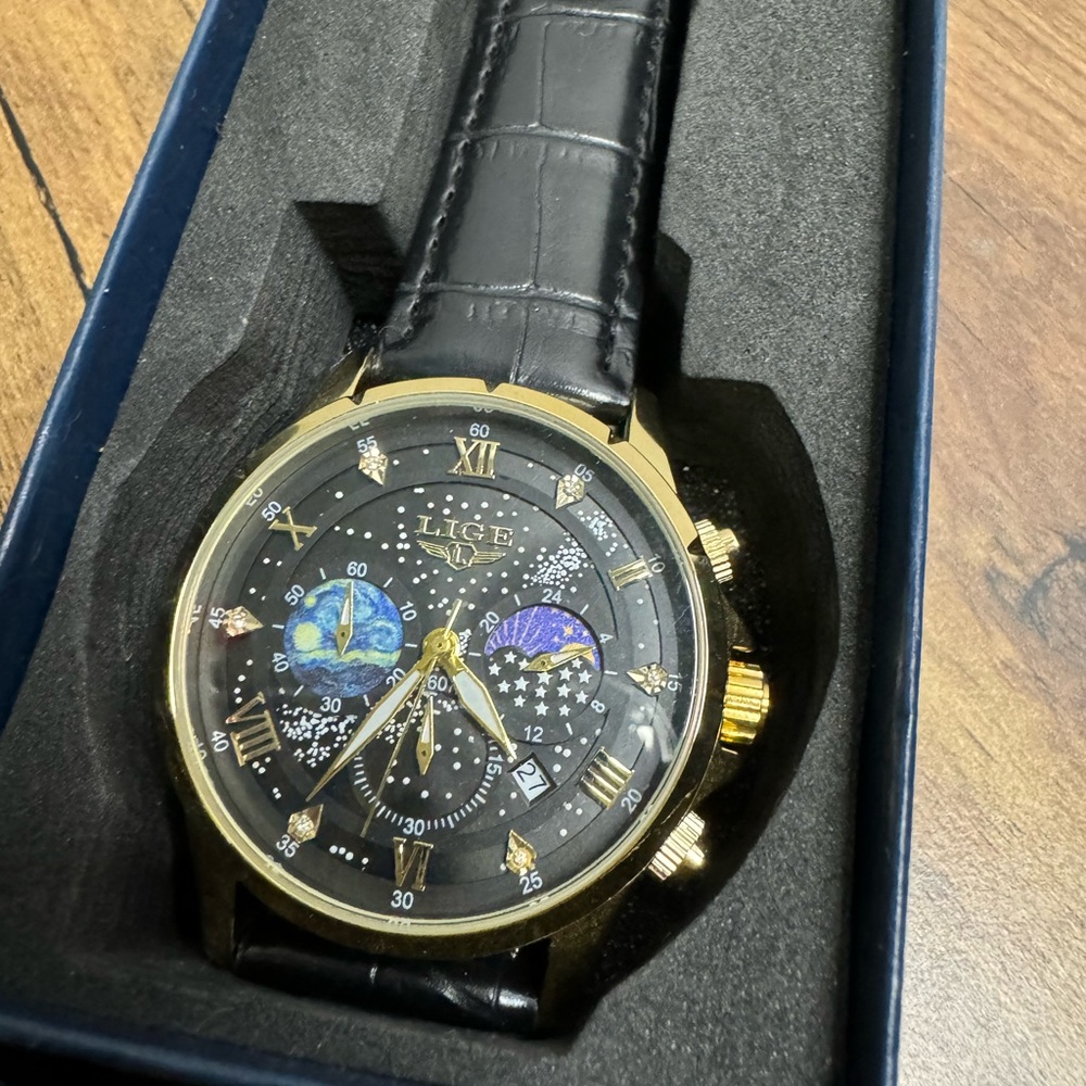 nice black Lige watch for men